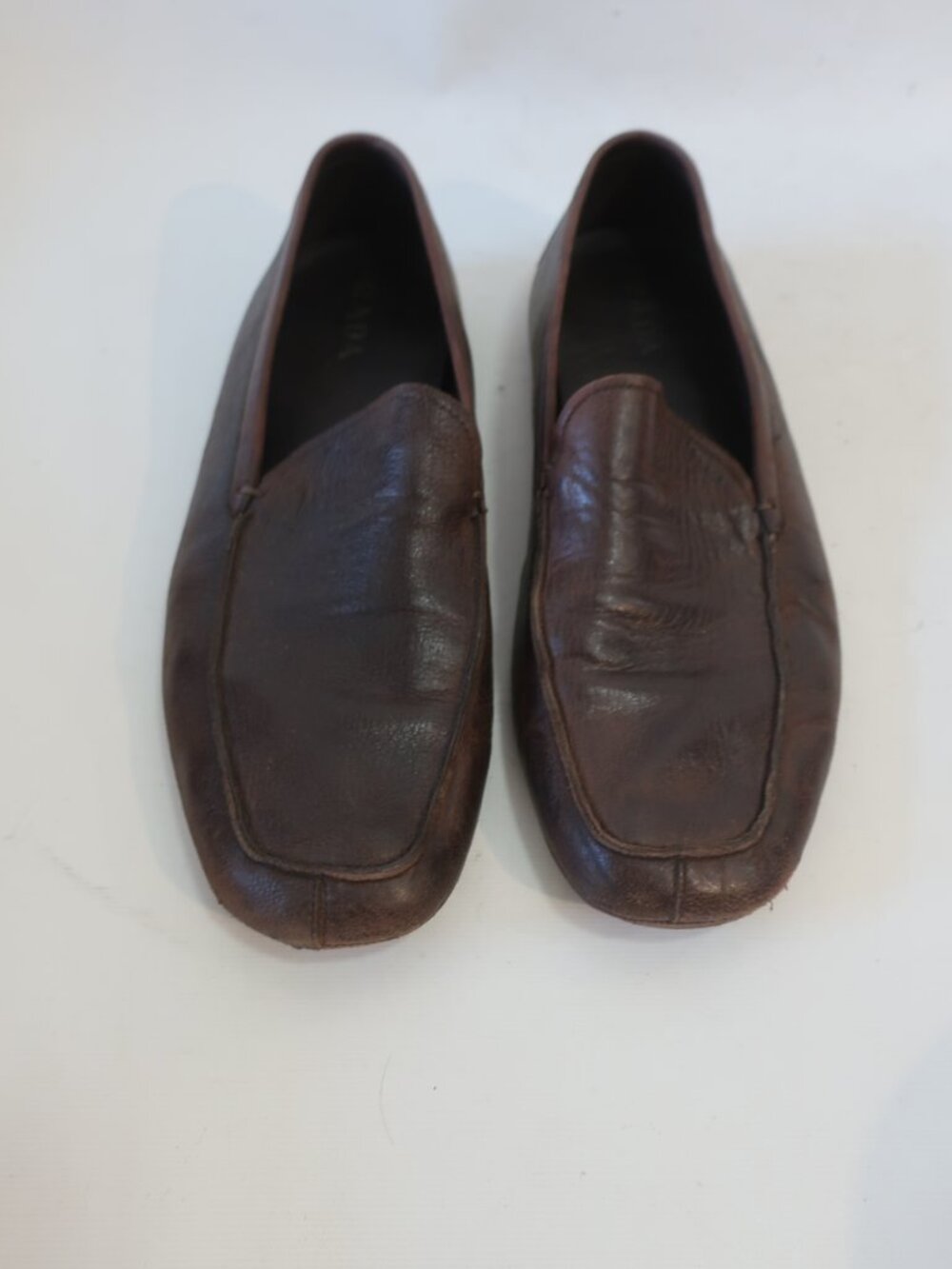 Mens Prada Brown Leather Slip On Loafer Shoes 11 1/2 - Picture 2 of 12